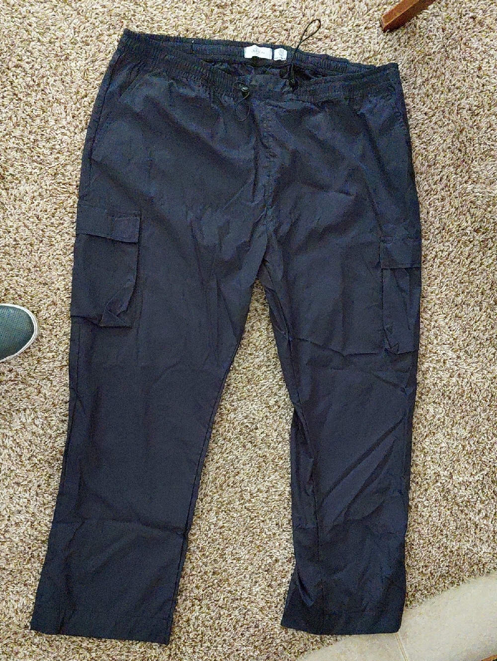 Serra Black Cargo Track Pants with Side Pockets